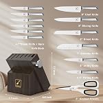 Knife Sets for Kitchen with Block imarku Japanese Knife Set Stainless Steel Kitchen with Block 14pcs, Built-in Sharpener, Sharp Knife Block Set with Non-Slip Ergonomic Handles - Dishwasher Safe