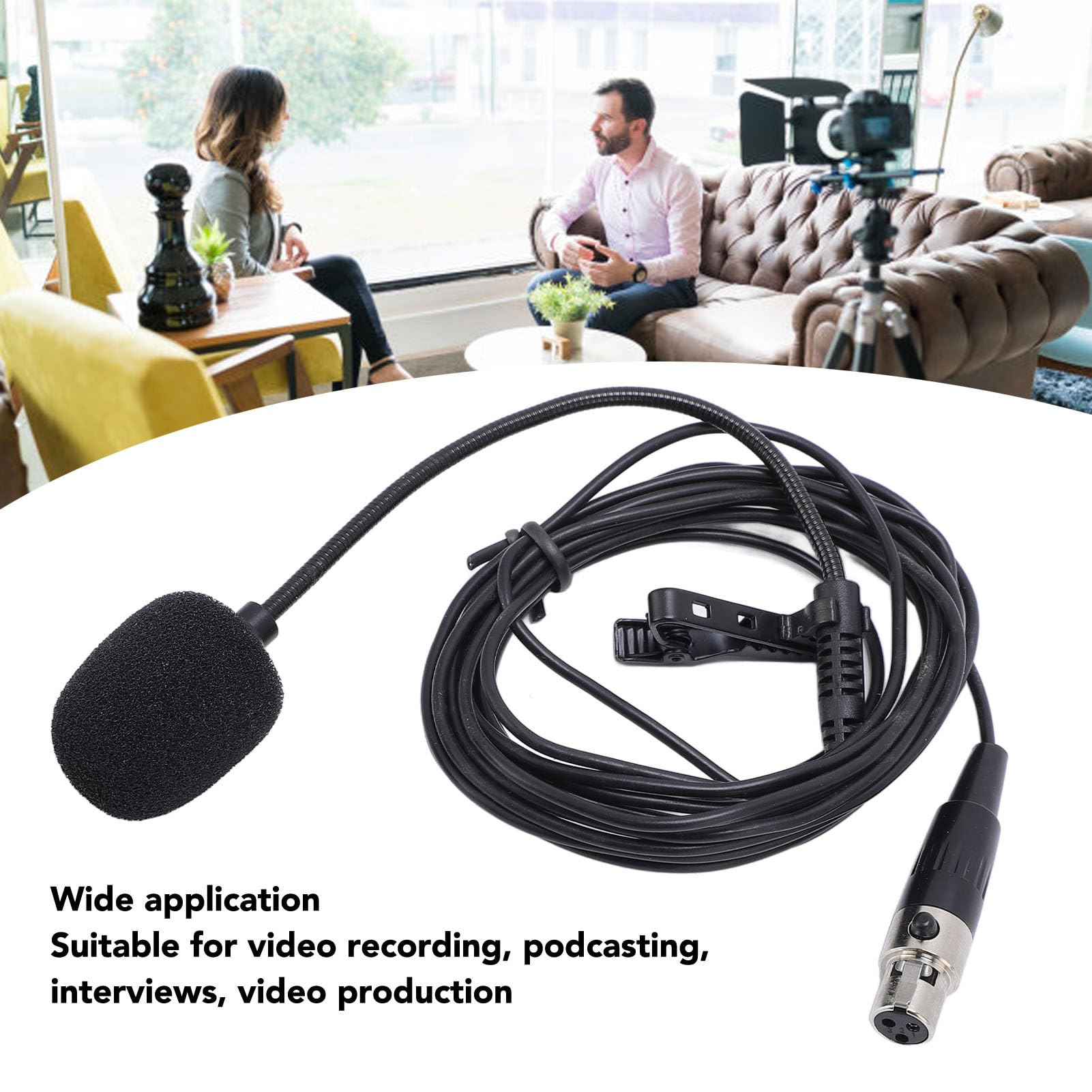 Vikye Lavalier Microphone, Noise Reduction Omnidirectional Lapel Microphone, Clip On for Laptop, Desktop, PC, Cameras, Podcasting