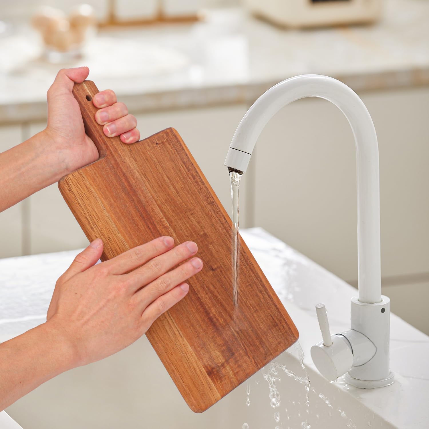 3 Pack Wood Cutting Board with Handle - 11.5 Inch Wood Cutting Board, Acacia Wooden Charcuterie Boards for Kitchen - Meat, Bread, Cheese Chopping Board (11.5 x 7 x 0.6 inch)
