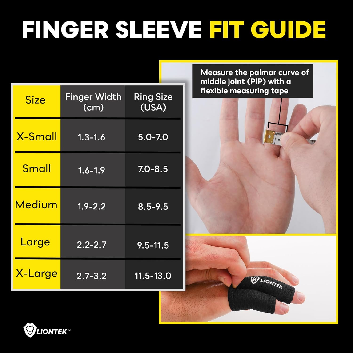 LIONTEK Pinky-Ring Flow Finger Sleeve V3 Pair — Joint Support & Compression for Activity, BJJ, Fitness, Volleyball, Basketball, and More (Large)
