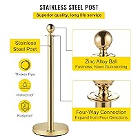 Vista 3 de VEVOR Cuerdas y Postes de Terciopelo 6 Piezas Cuerda de Terciopelo Rojo de 5 pies, Postes con Base Sólida y Remate de Bola, Barreras de Control