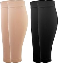 2 Paires Medicale Bas de Contention Femme et Homme 20-30mmhg Classe 2, Mollets Chaussettes de Contention pour Les varices, l'œdème, Vol de Voyage (Noir+Beige, XL)