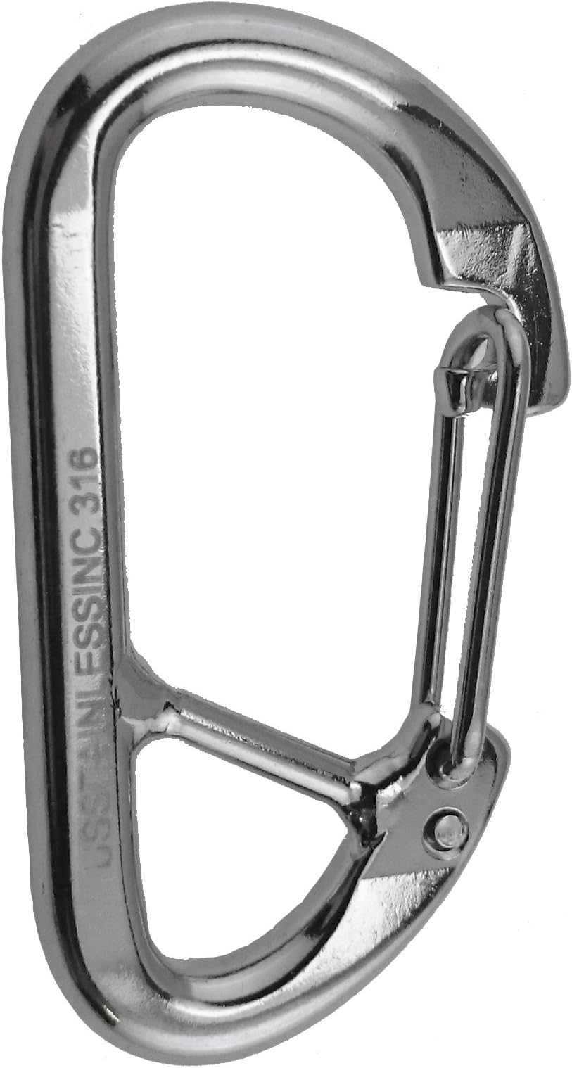 US STAINLESS Stainless Steel 316 Spring Hook Carabiner 5/16" (8mm) Marine Grade Safety Clip Forged