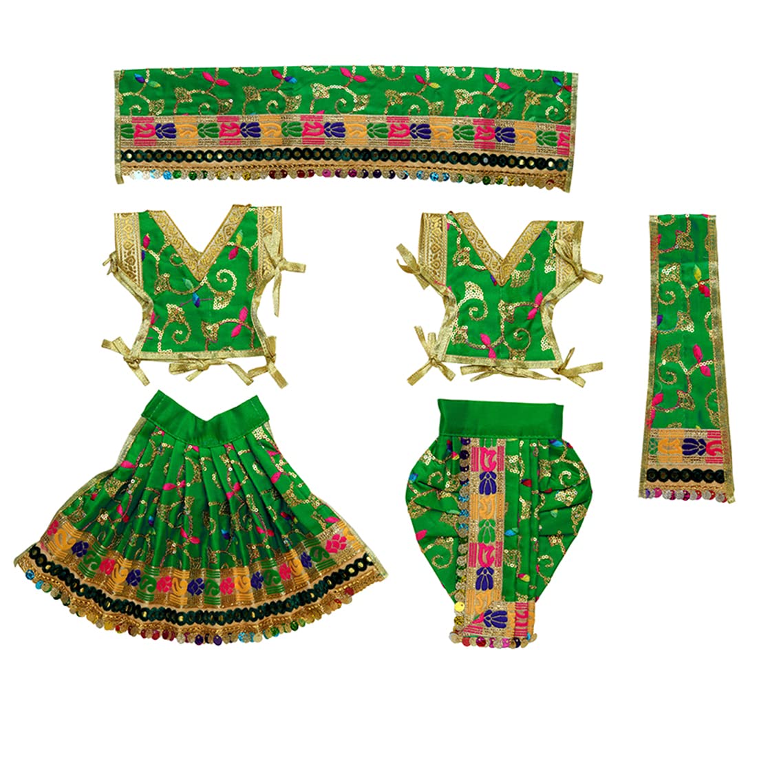 Aditri Creation Decorative Radha-Krishna Green Dress Set || Ganesh-LAXMI Dress Set|| POSHAK || DIEITY Dress|| Dress for Statues/Idols, Lord Krishna, Lord Ganesh