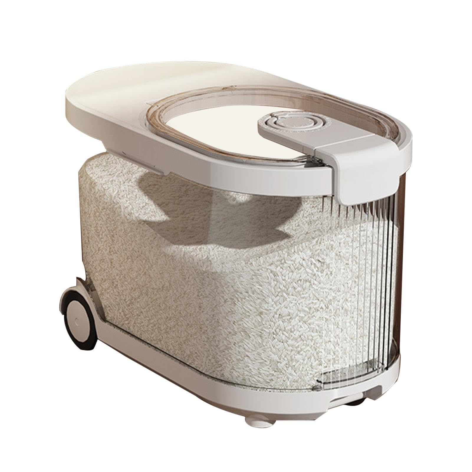 Dispenser di riso | Dispenser trasparente per cereali con coperchi e ruote, contenitore ermetico per cibo per cani, scatola per condimenti per cucina e casa | contenitore ermetico per cibo per cani, scatola per condimenti per cucina e casa