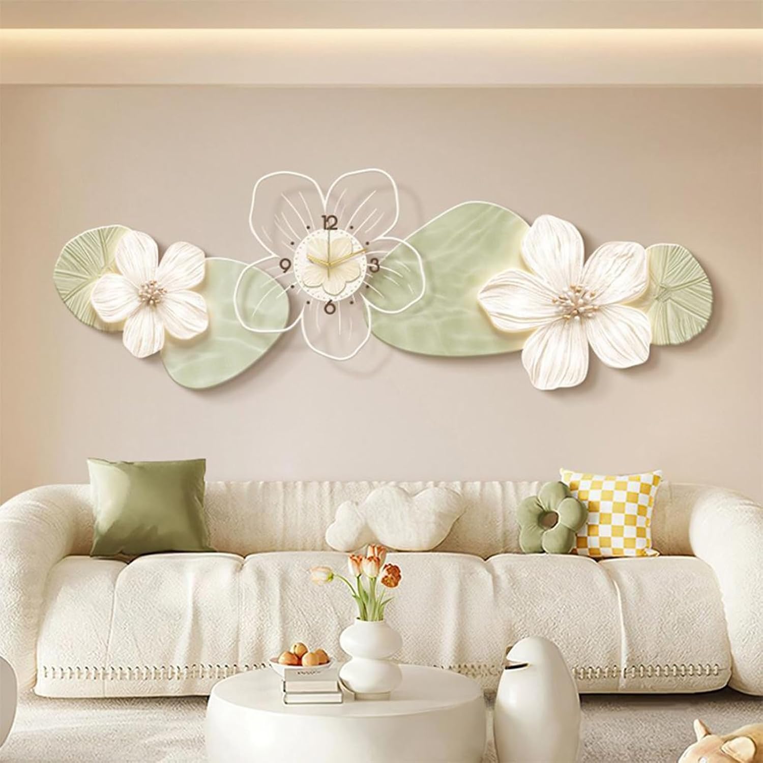 3D Wall Art Decor Clock, Large Wall Sculpture with LED Light, Home Hanging Decor for Living Room, Bedroom, Office, Corridor, Entrance