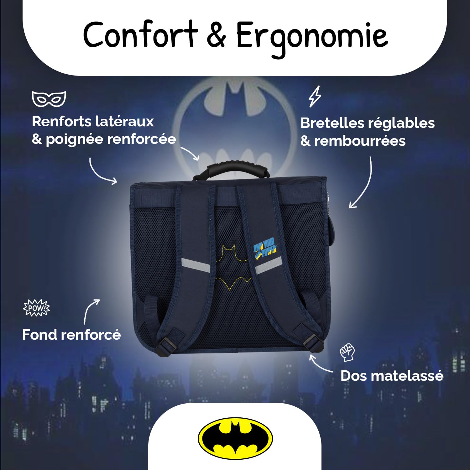 KID'ABORD Cartable scolaire 38 cm - Garçon - Bleu/Jaune - 2 compartiments