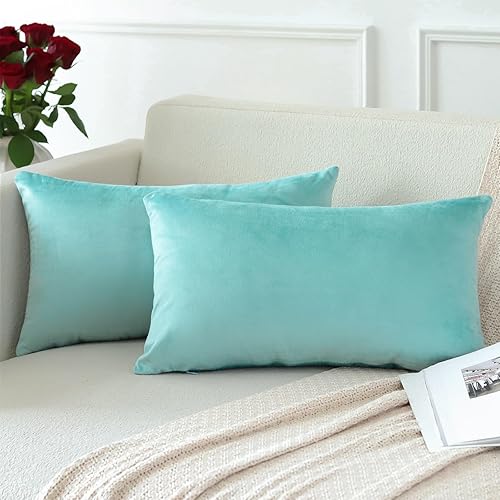 Miniatura 3 de OTOSTAR Paquete de 2 fundas de almohada decorativas de terciopelo suave y sólido de 16 x 24 pulgadas, fundas de almohada lumbares, fundas de