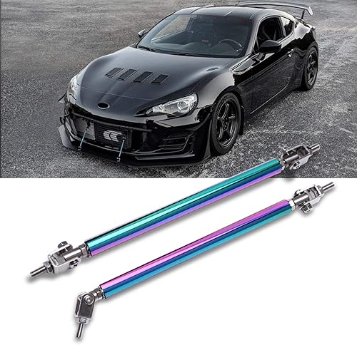 Vista 13 de DREAMIZER 2× Juego universal de varillas divisoras de soporte para labio de parachoques delantero, ajustables de 10"-13", barra de unión de puntal