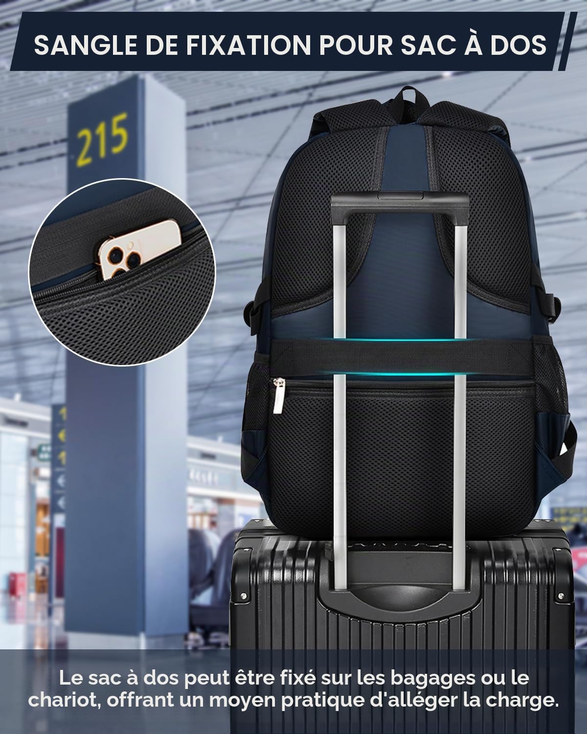 Amythe Sac Ecole pour Adolescent Enfants, Cartable Garcon Primaire Grande Capacité Loisir Sac à Dos pc Portable Imperméable, Sacs D'école Mode Idéal pour L'école et Les Voyages, Bleu foncé
