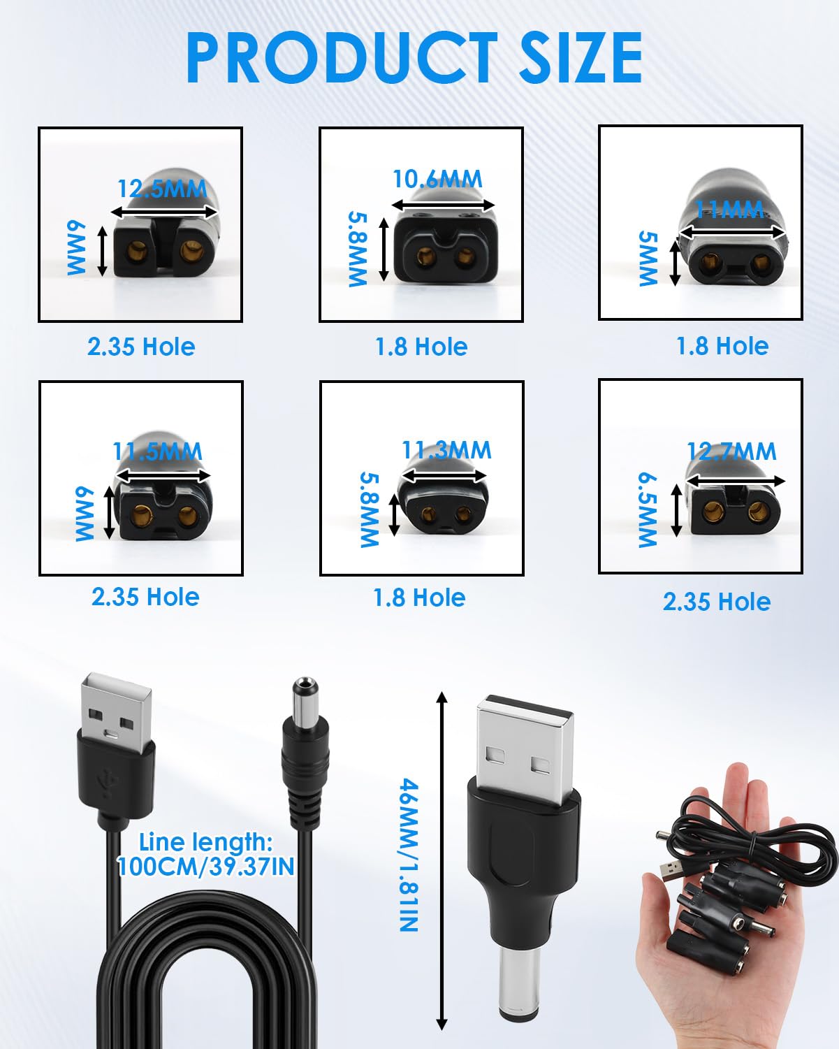 Caricabatterie da rasoio 5 V universale Kit adattatore di alimentazione multiuso con 7 punte connettori compatibili con la maggior parte delle marche Adatto anche per l'audio Lampada da scrivania