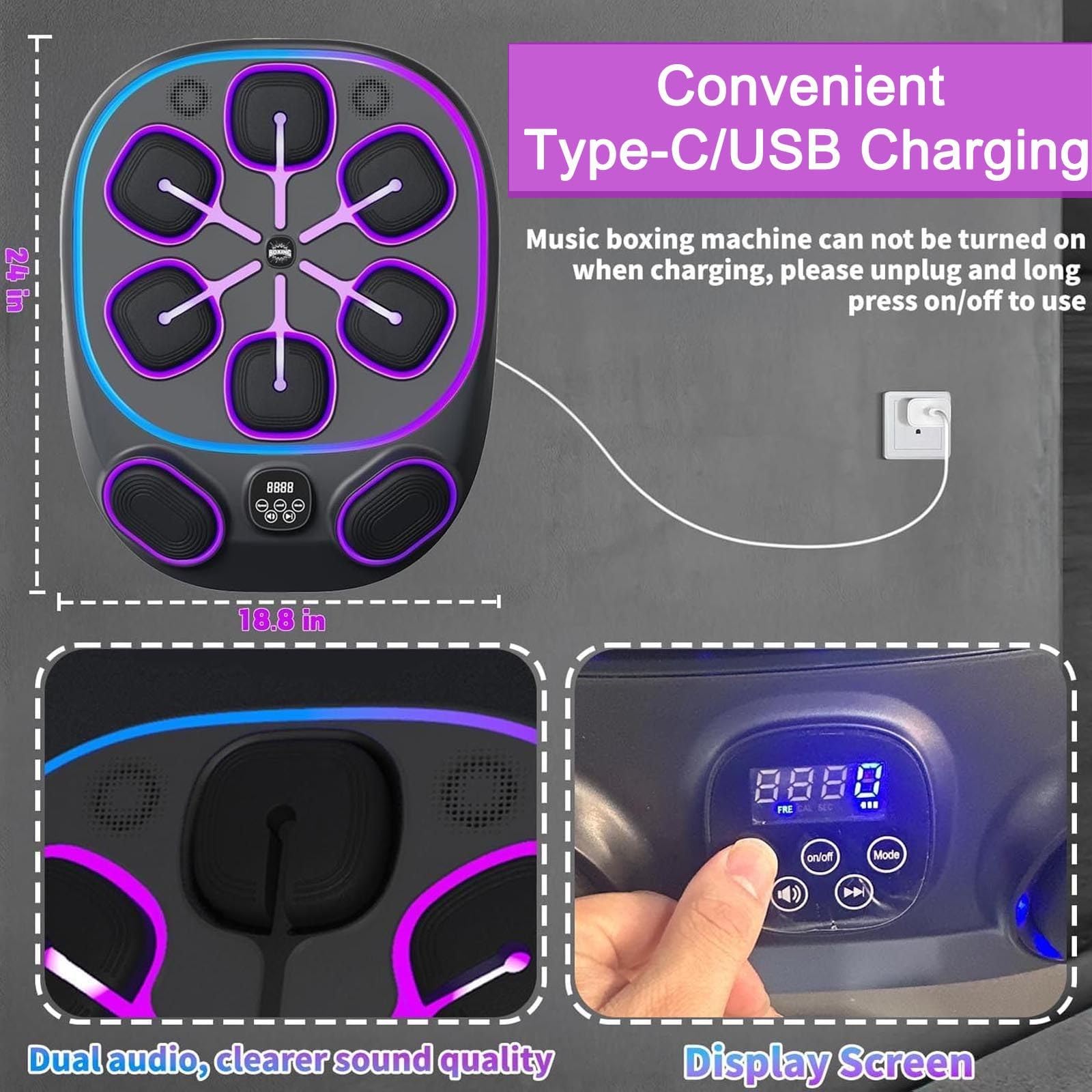 Objetivo De Boxeo MúSica ElectróNica | Entrenador Inteligente Con Bluetooth Para Montar Pared | 9 Modos De Entrenamiento/Conteo | Almohadilla De Boxeo Resistente | Para El Hogar/Gimnasio ,A