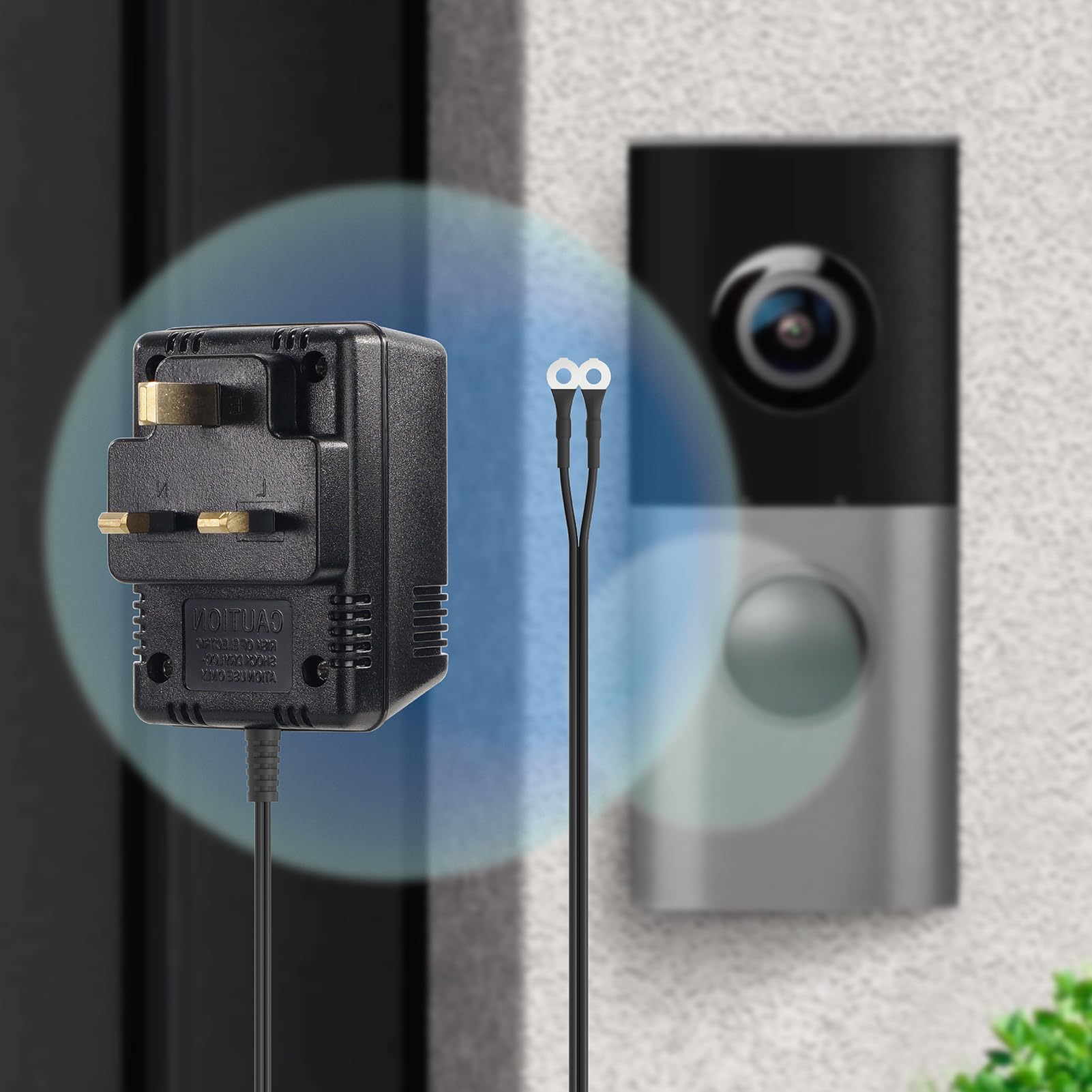 Antoble Ring Doorbell Transformateur 18 V/500 mA, adaptateur d'alimentation AC noir, accessoire de maison intelligente, compatible avec Video Doorbell 2 Pro (5 m)