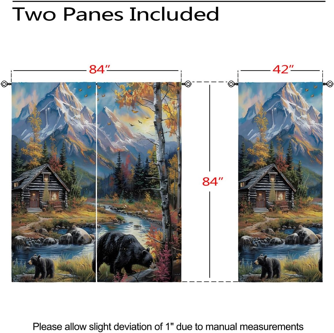Rustic Forest Cabin Blackout Curtains for Girls Boy Home Decor, Country Farmhouse Bear Grommet Thermal Insulated Drapes Darkening Window Curtain for Bedroom Living Room, 84 x 84 Inch