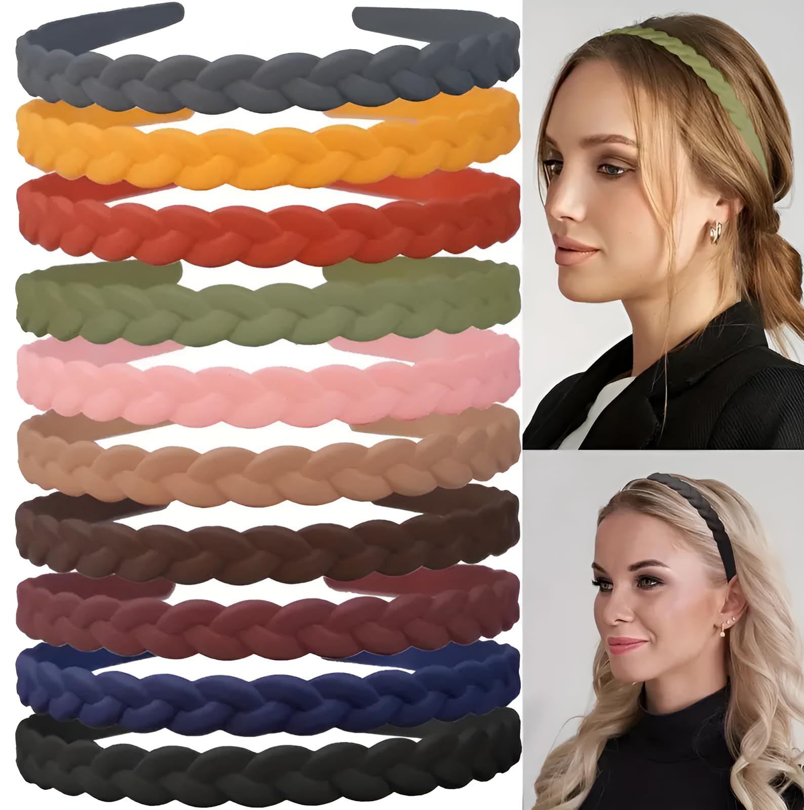 10pcs Frosted Headband Braids Shaped Hair Band Simple Style Headdress Nonslip Head Hoop Women Female Hair Accessories-image-49