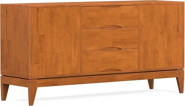 SIMPLIHOME Harper 60" Wide Solid Wood 2-Door Buffet in Teak Brown