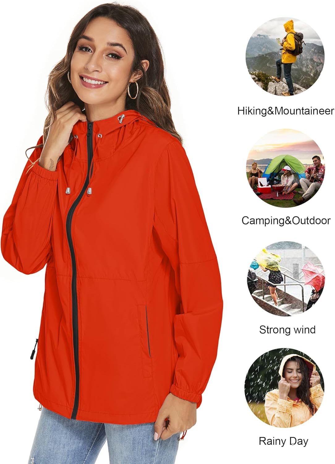 TCOT Womens Rain Jackets Waterproof Windbreaker Jackets lightweight Portable Rain Coat