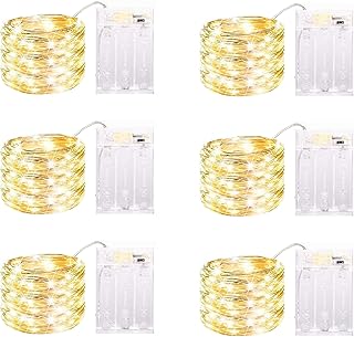 6 Pack LED Fairy Lights Battery Operated with Timer, 13FT 40LED Waterproof Firefly Lights Silver Wire Mini Twinkle String Lights for Wedding Christmas Birthday Party Mason jar Decorations, Warm White