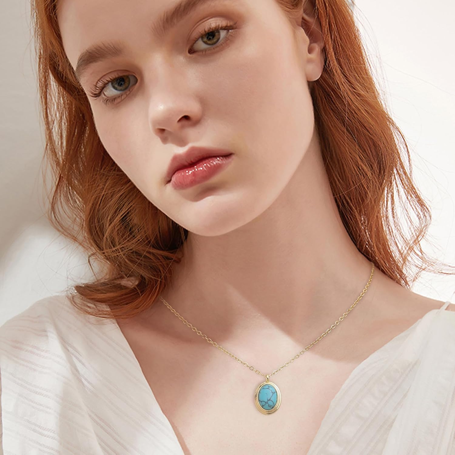 Jean Beau Gold Stone Pendant Necklaces for Women, Chunky Gemstone Dangle Necklace Wedding Prom Fashion Jewelry Gift - Image 2