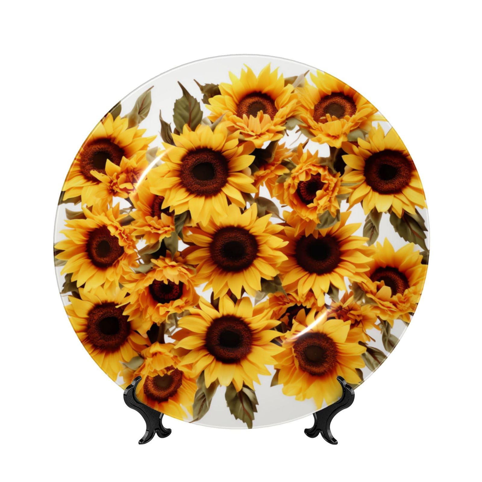 Assiette en porcelaine anglaise de 17,8 cm faite main avec décor de tournesols