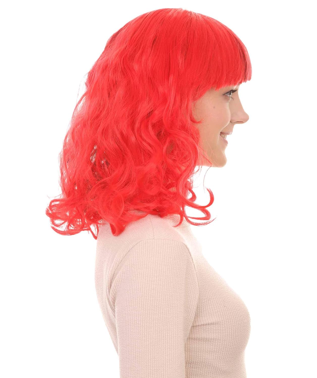 HPO Half Red and Half Black Long Curly Anime Wigs HW-2021