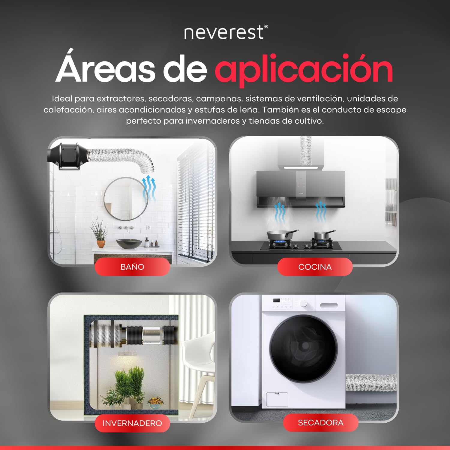 neverest® Semiflex 200 - Conducto Flexible de Aluminio Ventilación Tubo