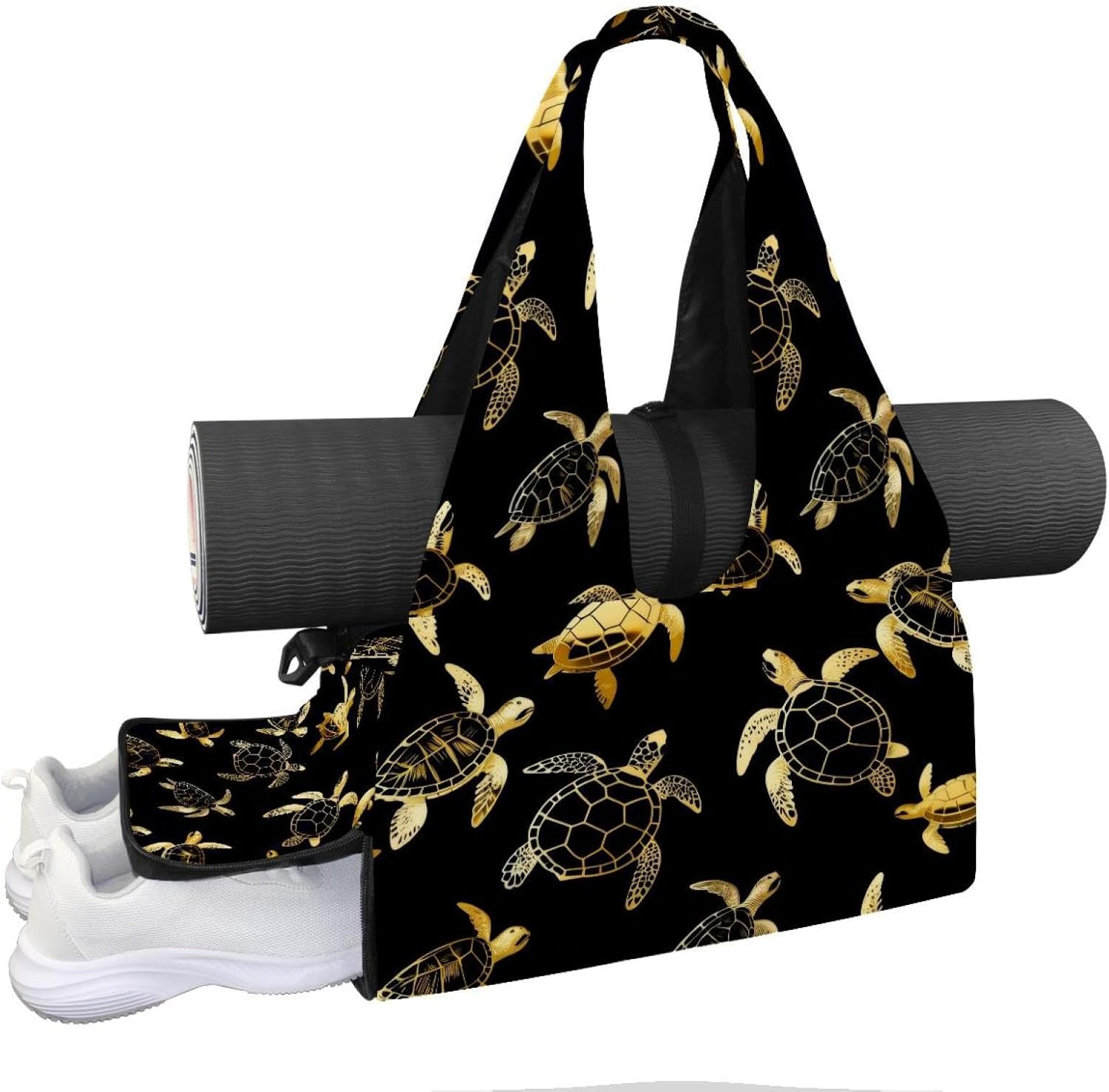 Gym Bag for Women, Butterflies Yoga Mat Bag with Shoe Compartment, Sport Yoga Gym Bag with Yoga Strap, Carryall Yoga Tote Bag
