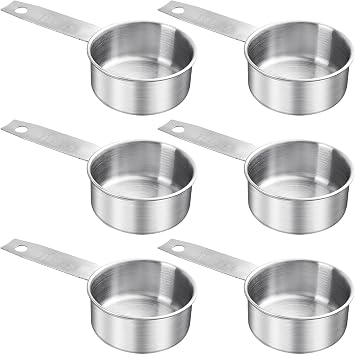 6 pcs 1/2 Cup Measuring Cup, Stainless Steel Measuring Cups, 125 ml | 125 cc | 4 oz | Engraved Marking Single Measuring Scoops, Metal Measuring Cup for Kitchen Baking & Cooking