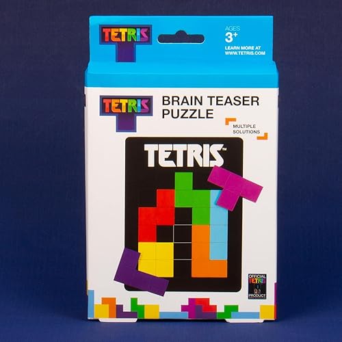 Miniatura 6 de Rompecabezas de Tetris Tetrimino Shapes 3D Brain Teaser. Incluye 7 piezas de madera de tetrimino y tablero de madera plana. Producto oficial de