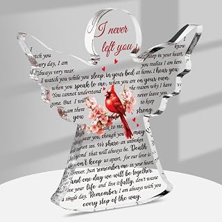 Jetec Sympathy Bereavement Gift Angel Red Cardinal Acrylic Memorial Gift for Loss of Loved One Remember Me Grieving Keepsake for Mom Dad Grandma Friend(Vivid Cardinal)