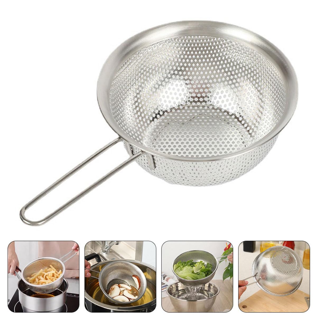 Edelstahl Siebkorb 15cm Feinmaschig Haushaltssieb für Gemüse und Reis Rostfreies Küchenabtropfsieb mit Robustem Metallsieb Abtropfkorb für Küche und Camping