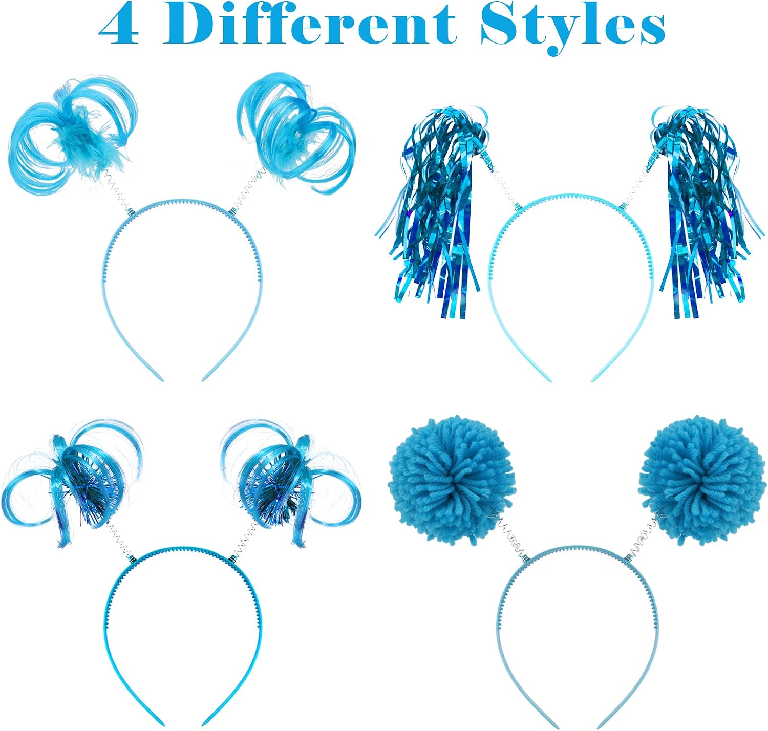 COCIDE 8Pcs Pom Pom Headbands Party Headbands Tinsel Wrapped Ponytails Headbopper Headwear for Birthday Festival
