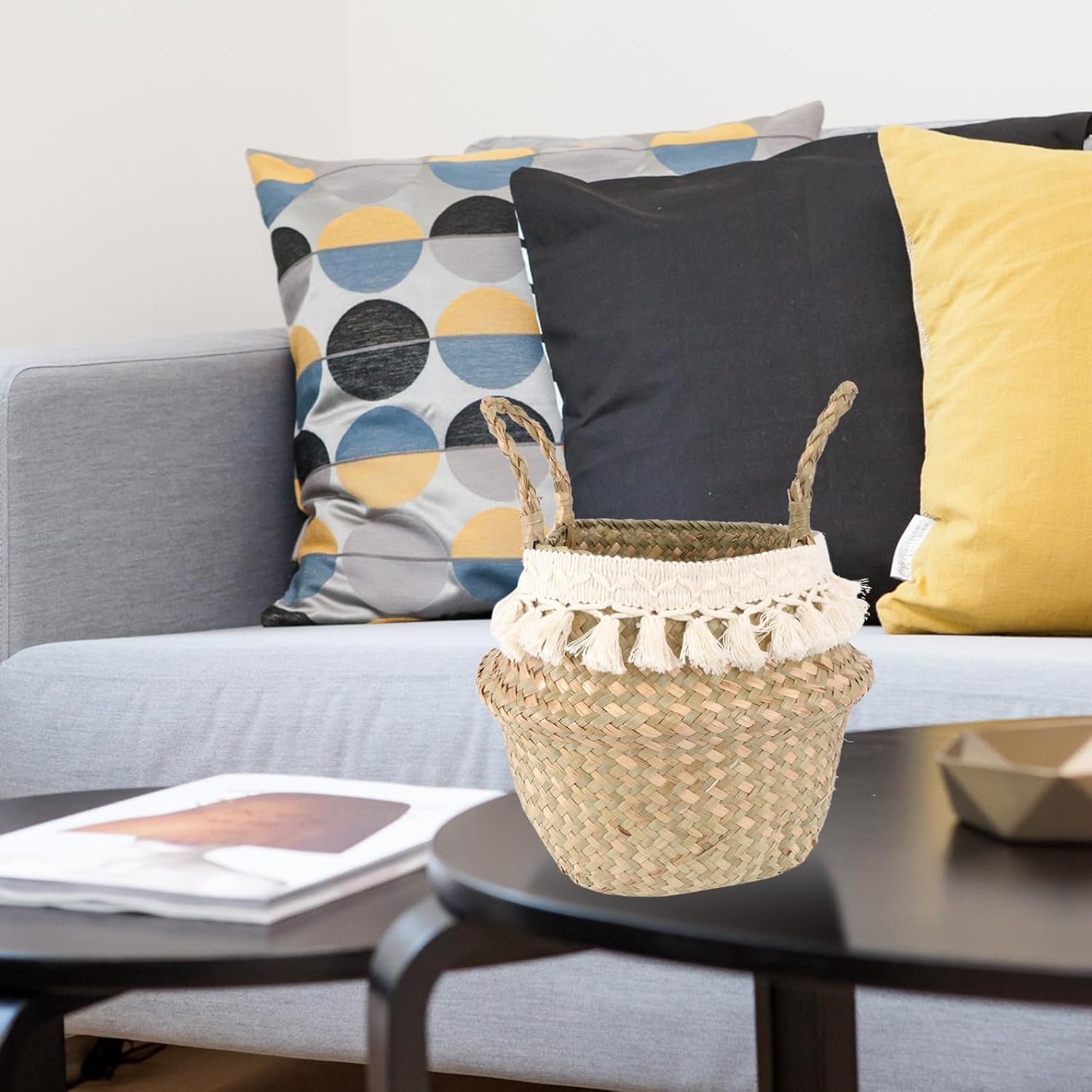 Woven Flower Basket Multi Purpose Decorative Foldable Rattan Basket image 5