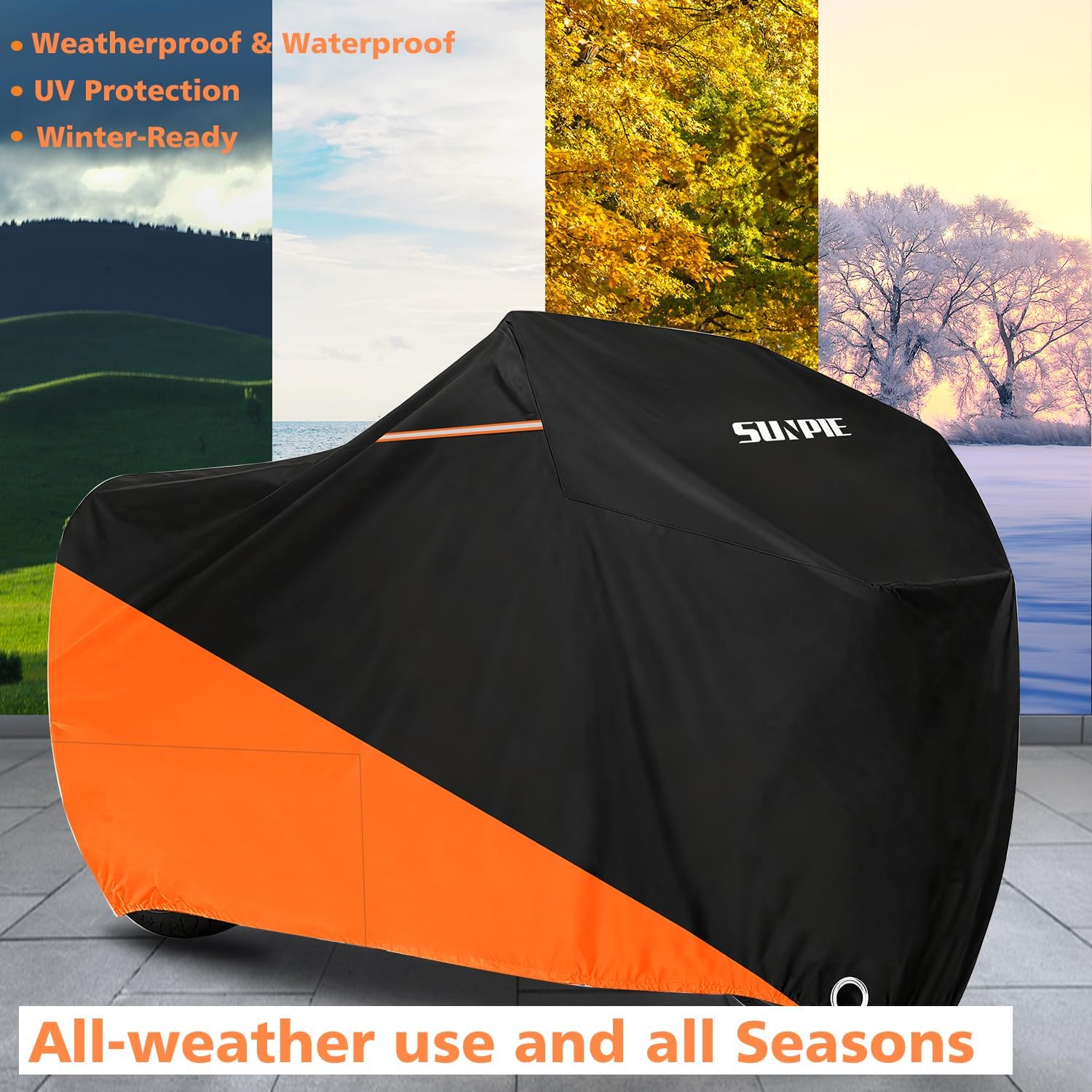 SUNPIE Motorcycle Cover for Kawasaki Ninja 400 500 650 1100SX Z500 Z600 Z650 Z900 Z1100, All Weather Protection Waterproof Outdoor Covers Motorbike Windproof Design UV Resistant Scratch Proof