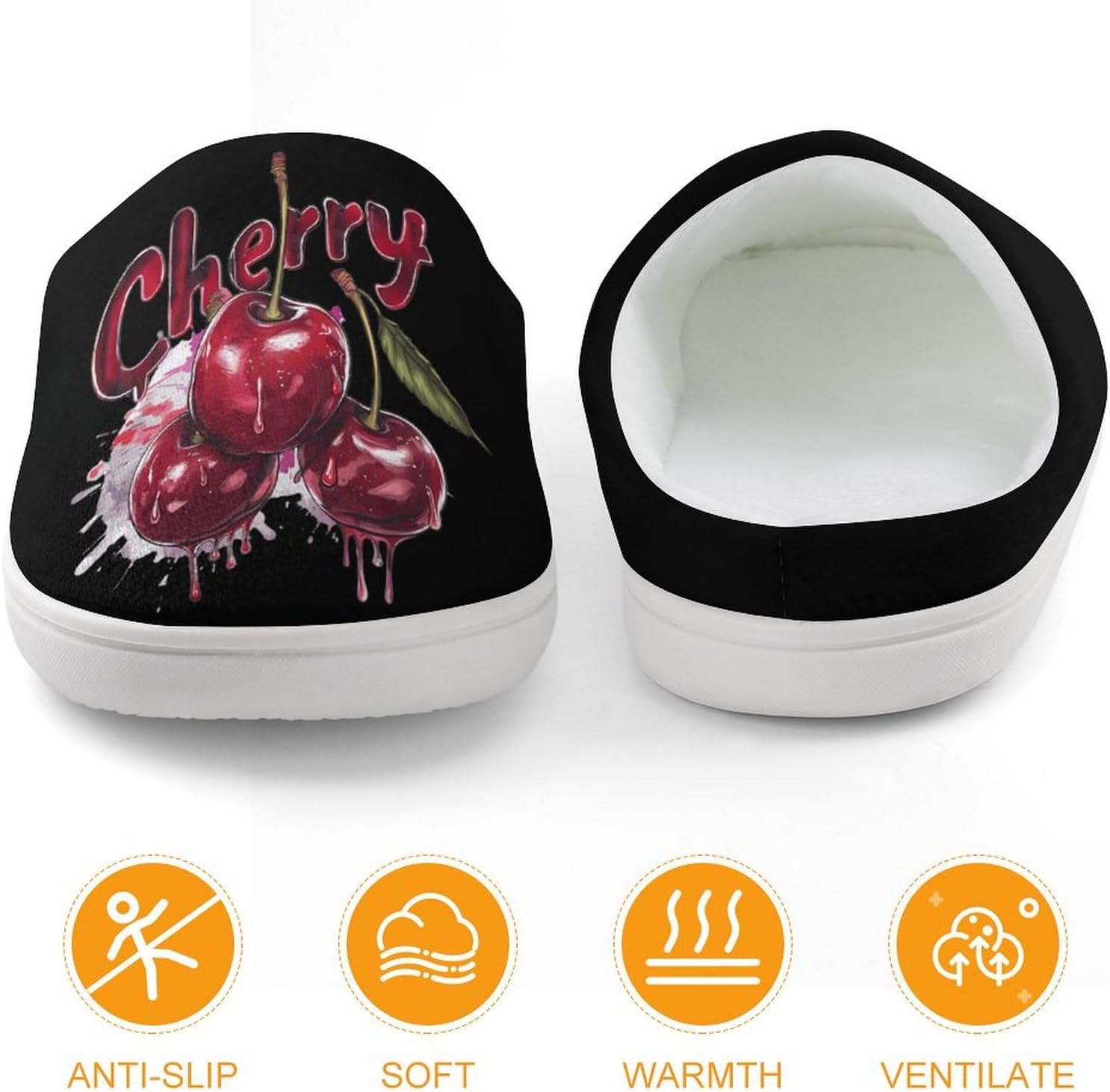 Watercolor Cherry Cute Cotton Slippers Anti-slip House Shoes Funny Slipper Indoor Outdoor