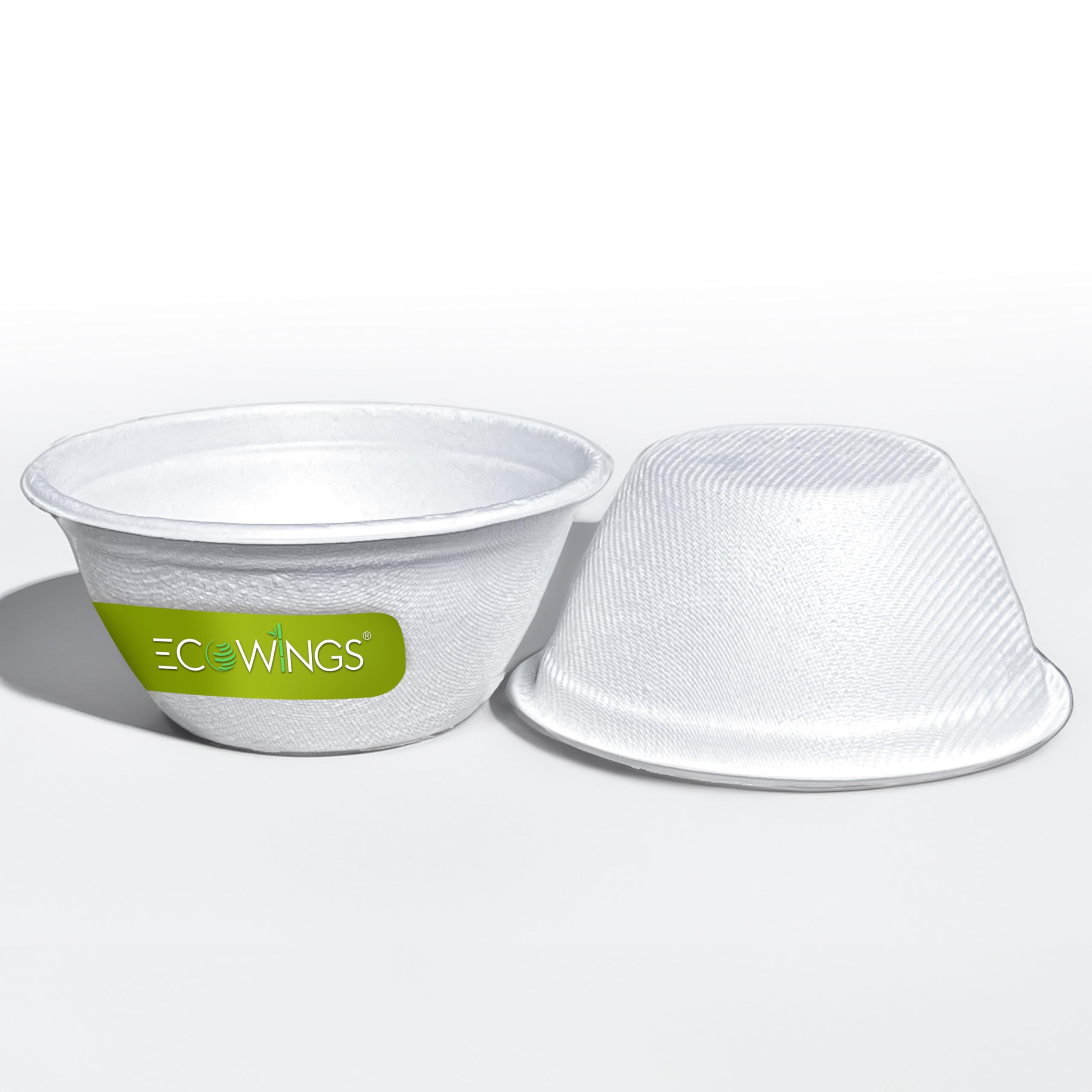 ECOWINGS 8oz Small Disposable Bowls, Biodegradable and Compostable, Pack of 50, Bagasse Paper Bowls for Soup Snacks and More