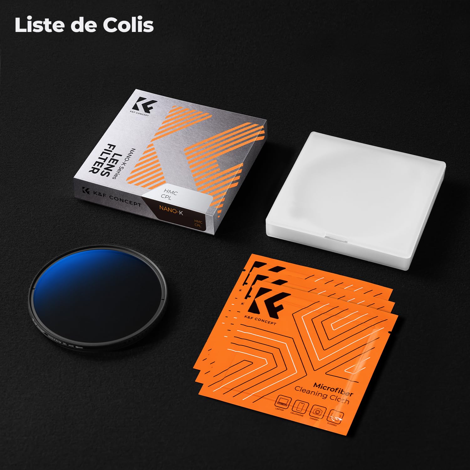 K&F Concept Filtre Polarisant CPL 67mm Slim avec Revêtement et 3 Chiffons de Nettoyage pour Objectif Appareil Photo