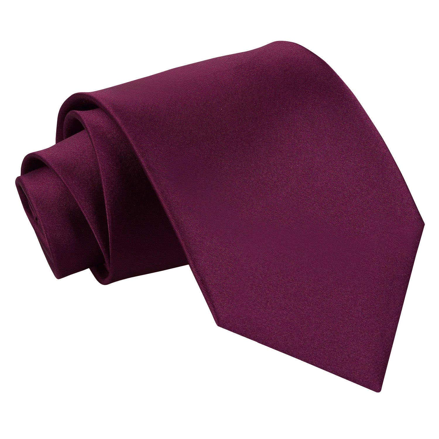DQT Mens Plain Satin 9cm Tie – Wedding Business Formal - Plum