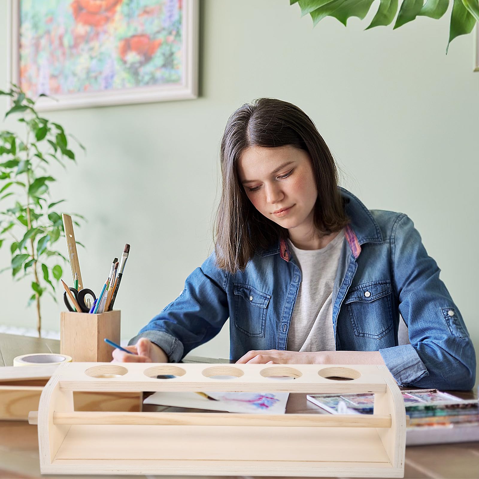 Holz Staffelei für Schriftrollen Kinder Tischständer für Rollbilder Malzubehör Kreativset Spielzimmer Kunstdisplay