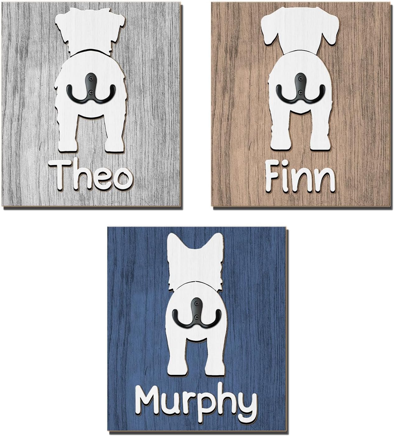 Personalized Dog Leash Holder for Wall Keys, Custom Name Dog Butt Leash Hook, Decorative Dog Leash Organizer Pet Wall Organizer Pet Sign, Dog Sign, Gifts for Her, Dog Lover Gift (Dog 2)
