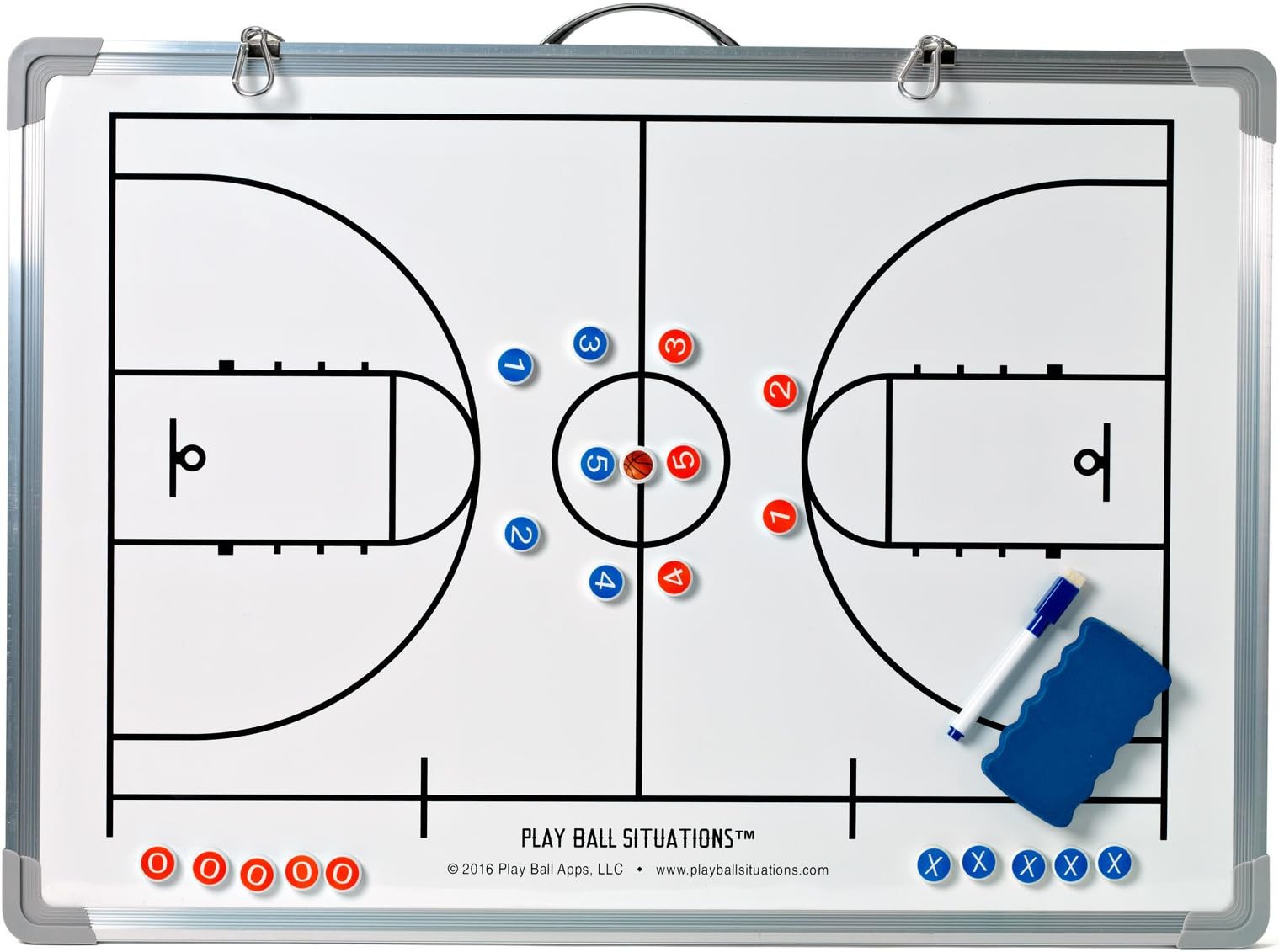 Basketball Coaches Board – Don’t Just Tell Them, Show Them – Play Smarter This Season – Best Two-Sided Magnetic Dry Erase Training Tool Aids in Teaching Offense & Defense Skills & Drills