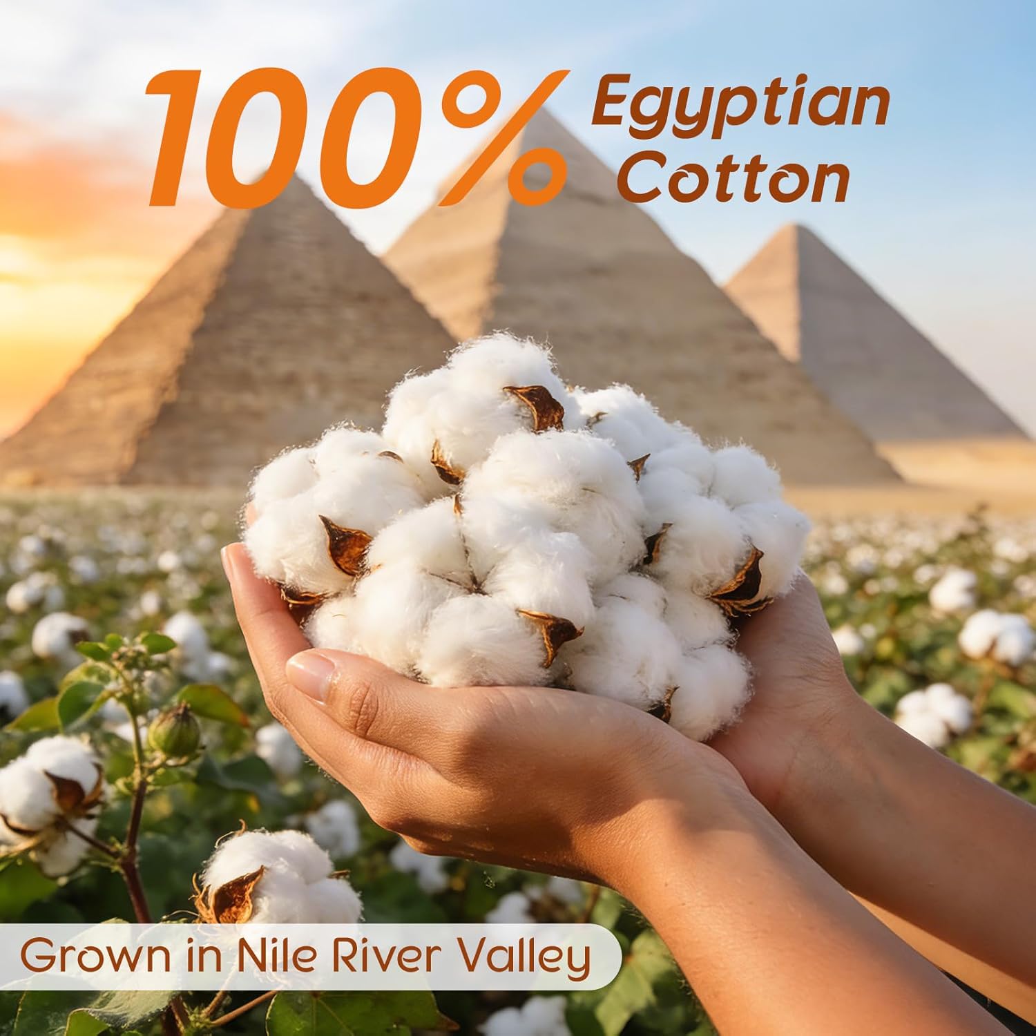 1200 Thread 100% Egyptian Cotton Sheet Sets King Size 4 Pcs Bedding Set, Fitted Sheet Deep Pocket Up to 16" Soft Bed Sheet for All Season (King, White)