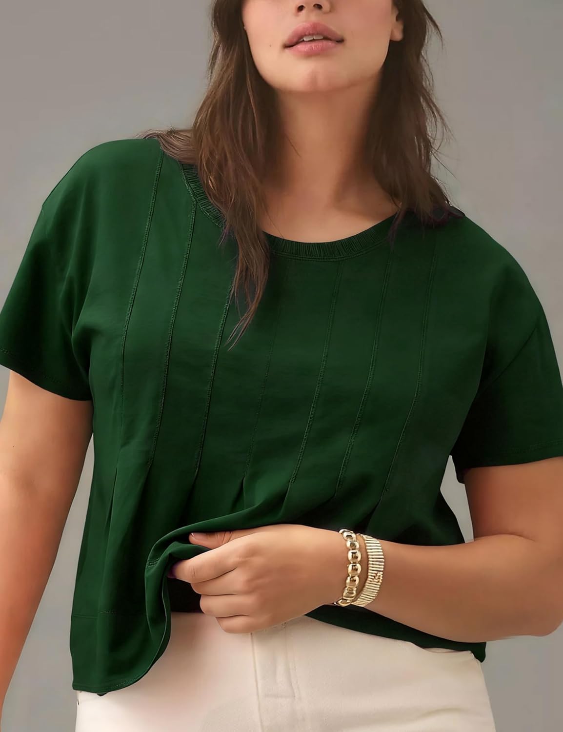 OPCAKM Womens Summer Pleated Swing Tee Casual Babydoll Peplum Tunic Shirts Tops - Image 3