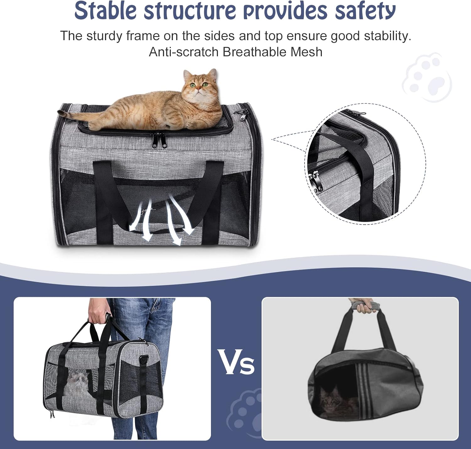 Siivton Pet Carrier Airline Approved Cat Carrier Collapsible Soft