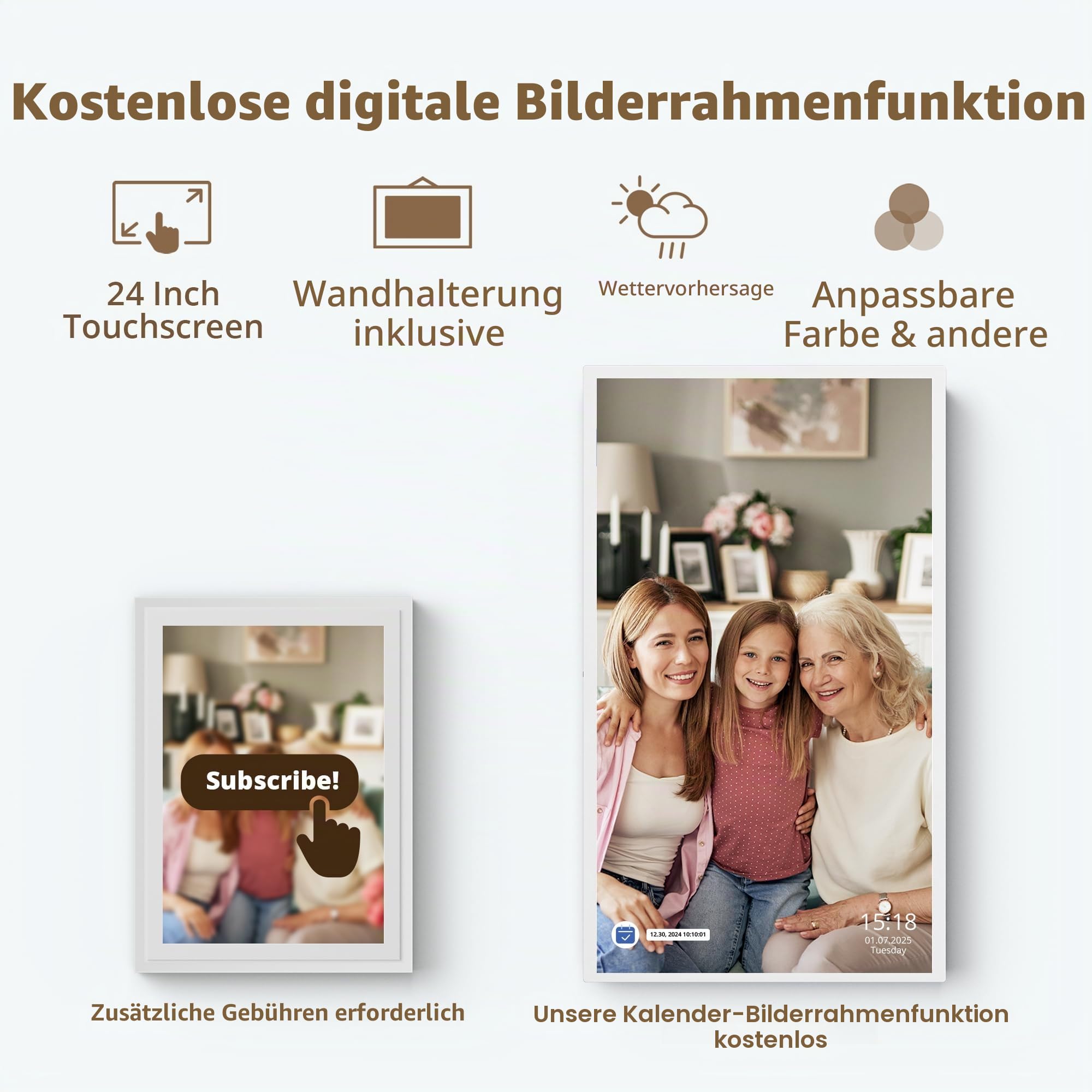 Dragon Touch Digitaler Kalender-Aufgabendiagramm, 61 cm (24 Zoll), interaktiver Touchscreen, intelligenter Familienplaner, Herd-Display, digitaler Kalender, nahtlose Planung