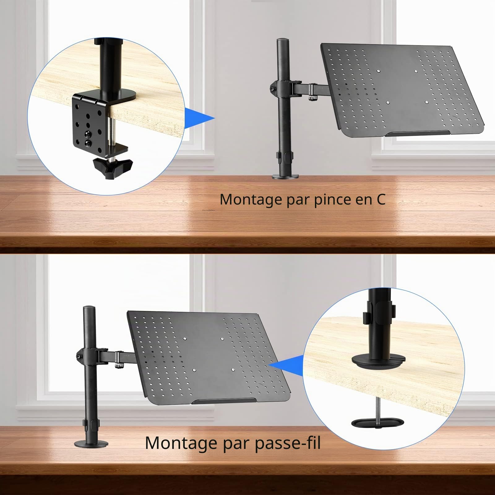 Suptek Support Ecran PC Bras pour Écran LCD LED 13-27 Pouces Ordinateur Portable 17 Pouces 360° Rotation