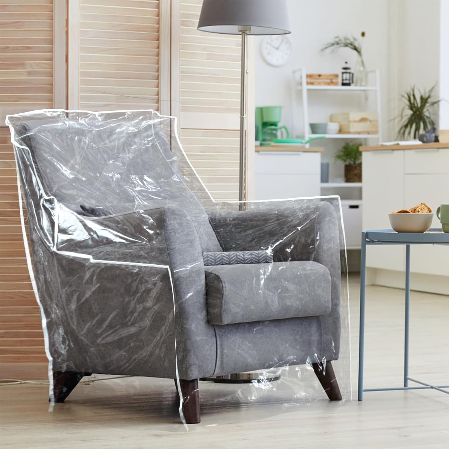 PAMASE 1.5mm Thickened Plastic Armchair/Recliner Cover - Heavy Duty Clear Vinyl Living Room Chairs Slipcover to Prevent Dogs Cats Pets Scratching, Waterproof Dustproof