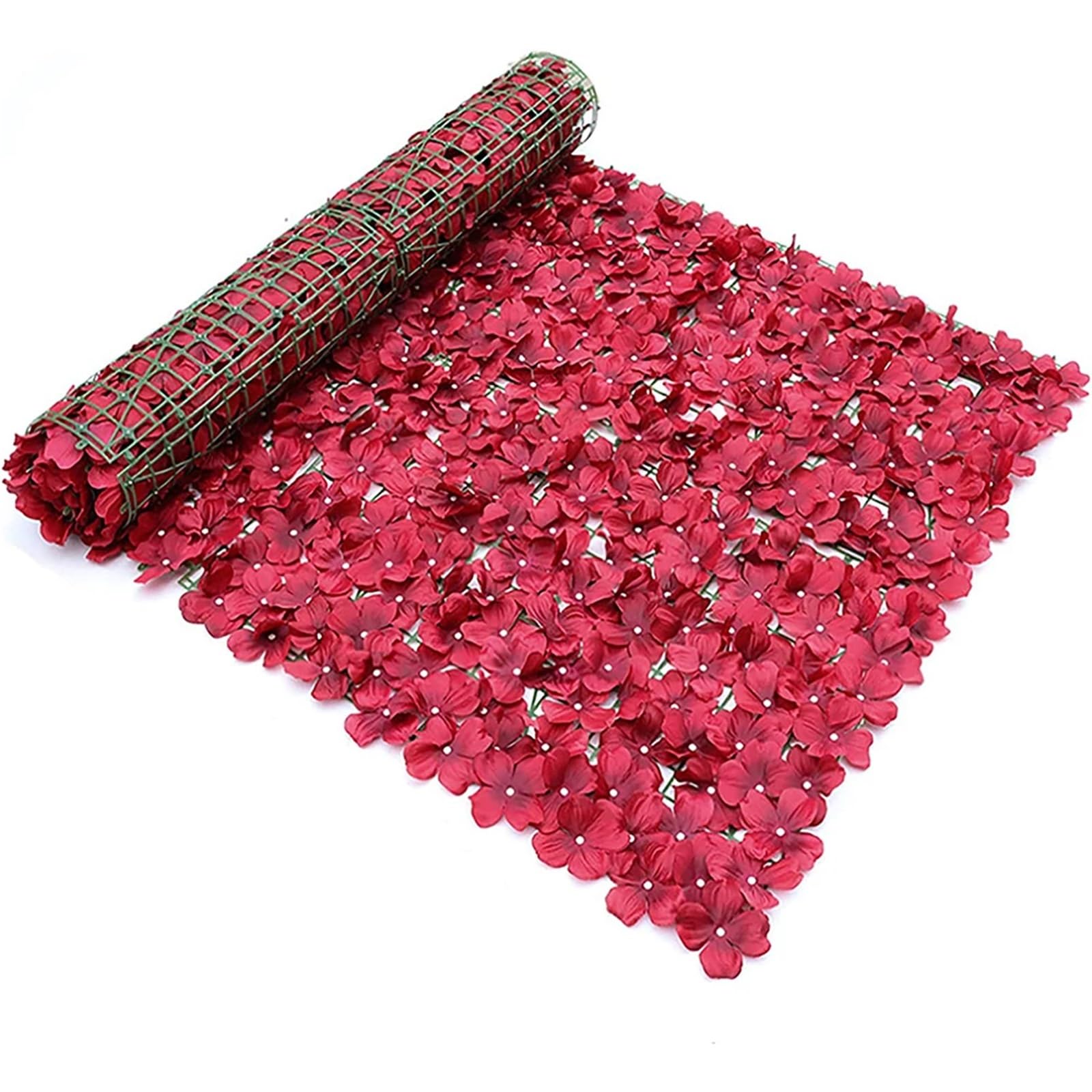 Artificial Trellis Artificial Flower Panels Wall Hedge Simulation Trellis with Leaves Retractable Fence for Wedding Backdrop Garden Balcony Decor(Red,0.5mx1m)