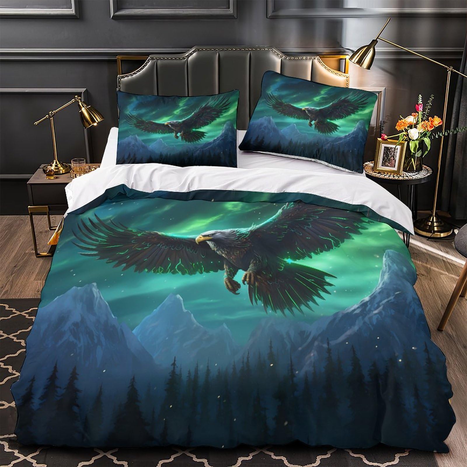 Parure de couette fantastique montagne pour chambre de couple unique