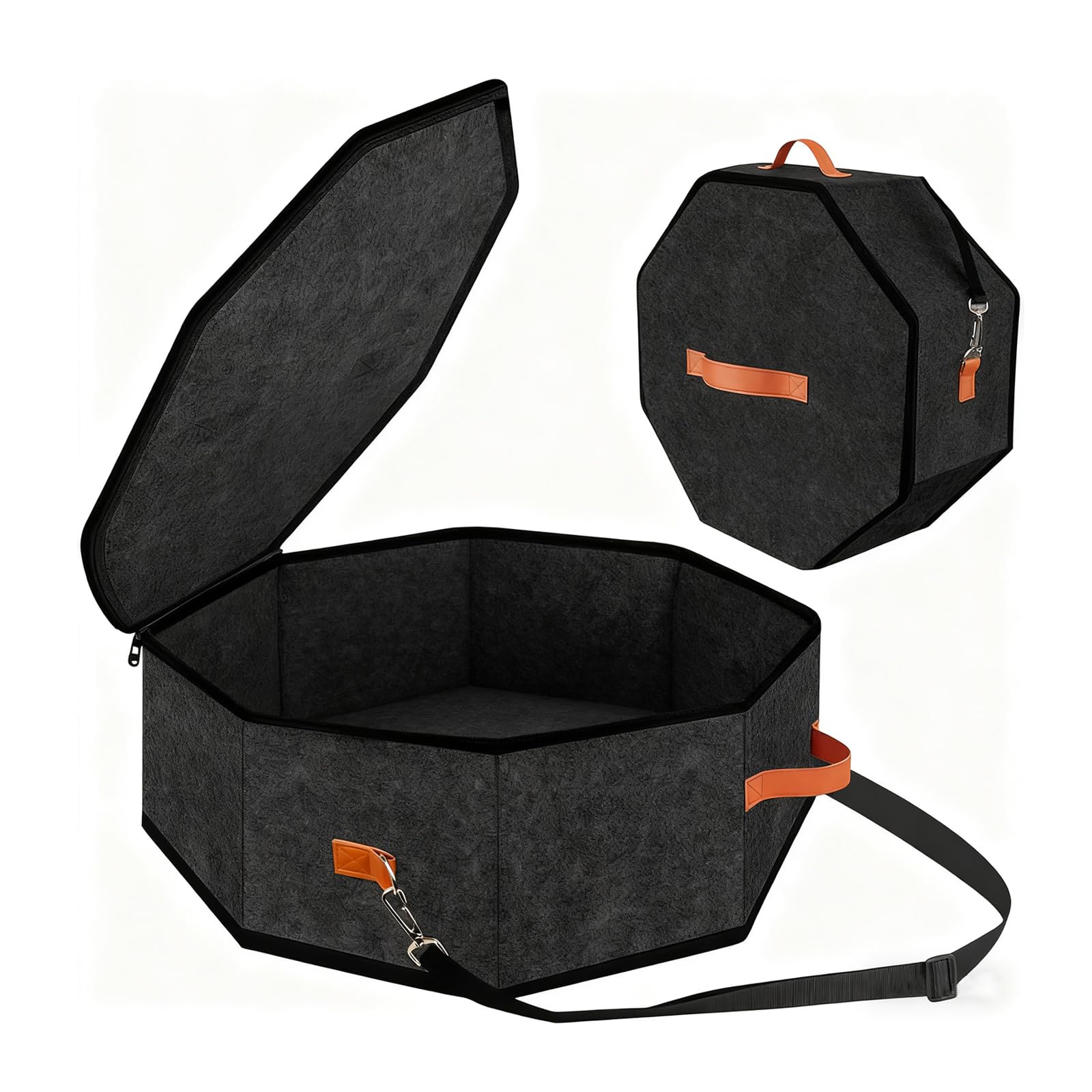 Caja para sombreros apilable de poliéster con asas para viaje